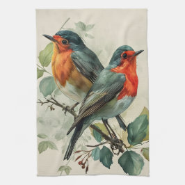 Vintage Red-Brestat Robin Kökshandduk