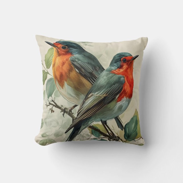 Vintage Red-Brestat Robin Kudde (Framsida)