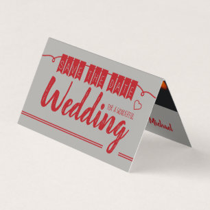 Vintage Red Bunting, fotospara datumkort Visitkort