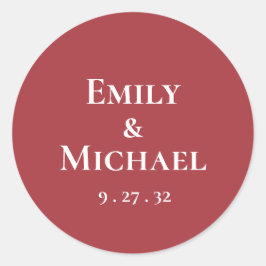 Vintage Red Burgundy Vit ros Namn Sticker Runt Klistermärke