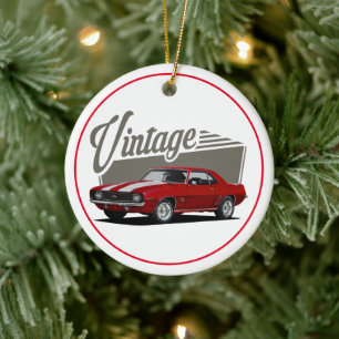 Vintage Red Camaro Julgransprydnad Keramik