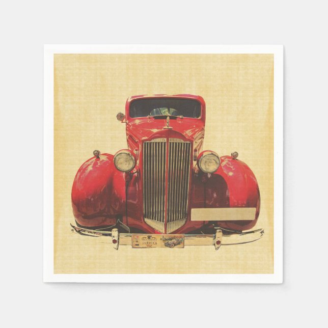 Vintage Red Car Decoupage Pappersservett (Framsidan)