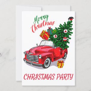 Vintage Red car-Helgdag Jul Inbjudningar
