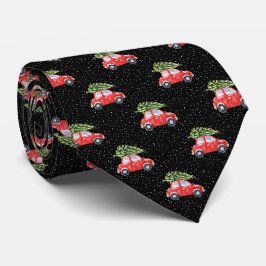 Vintage Red Car Julgran Snowflake Black Slips