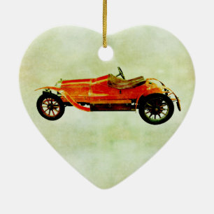 Vintage Red Car Julgransprydnad Keramik
