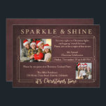 Vintage Red Chalkboard jul-inbjudan Party Inbjudningar<br><div class="desc">"Gnistra & Shine Det är jultid" visas överst i Blond Gold Foil vid grund Blond Gold Foil. Anpassa med hälsning,  namn och namn.</div>