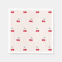 Vintage Red Cherries & Stripes Sweetheart Glaze Pappersservett