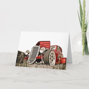 Vintage Red Classic Car Collectors Birthday Note Kort