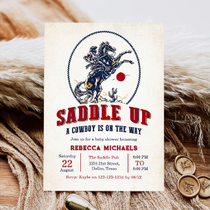 Vintage Red Cowboy Rodeo Baby Shower Inbjudningar