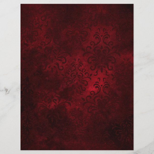 Vintage Red Damask Patternated Scrapbook Ephemera (Framsida)