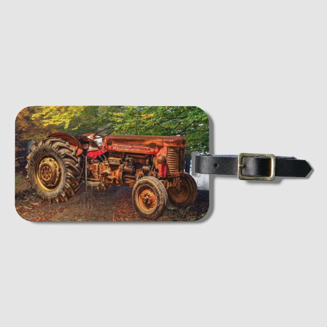 Vintage Red Farm Tractor Bagagebricka (Framsida horisontal)