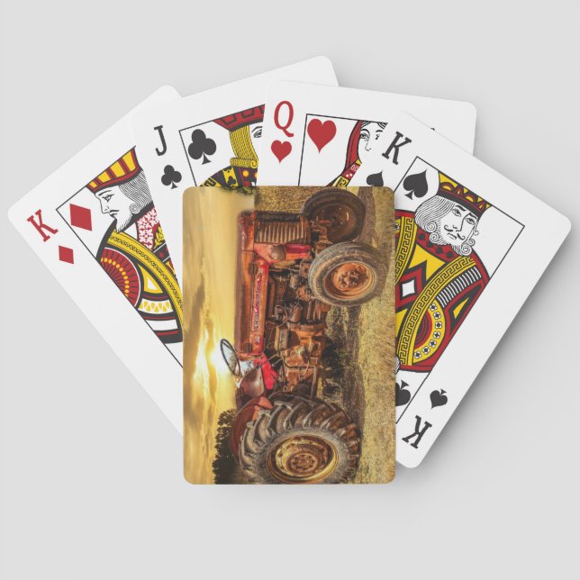 Vintage Red Farm Tractor Casinokort (Baksidan)