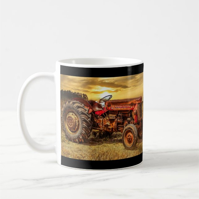 Vintage Red Farm Tractor Kaffemugg (Vänster)