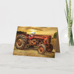 Vintage Red Farm Tractor Kort