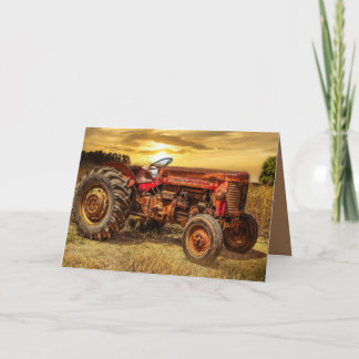 Vintage Red Farm Tractor Kort