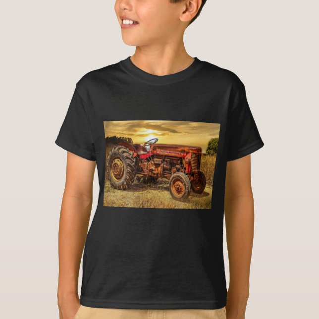 Vintage Red Farm Tractor T Shirt (Framsida)