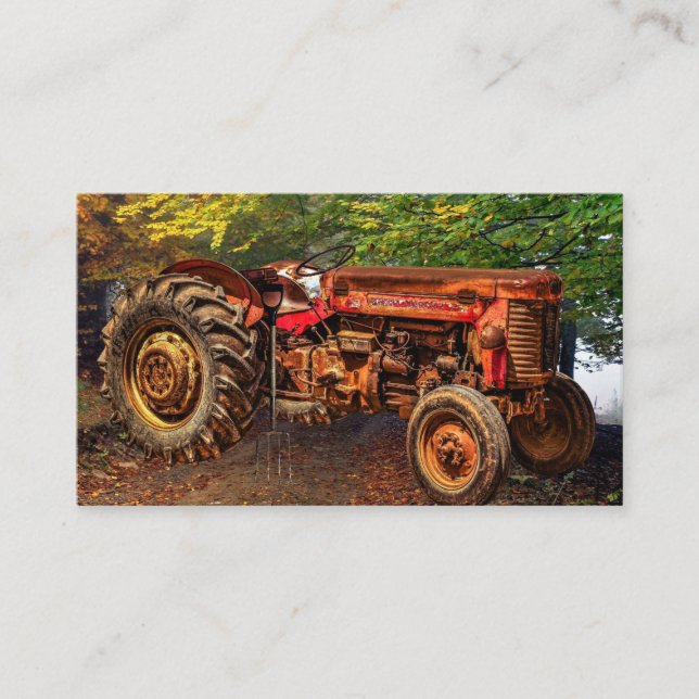 Vintage Red Farm Tractor Visitkort (Framsida)
