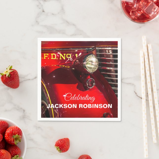 Vintage Red Fire Lastbil Pappersservett (Insitu)