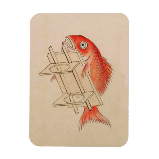 Vintage Red Fish Yokai Magnet (Vertikal)