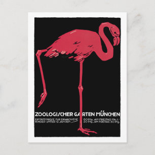Vintage Red flamingo München Zoo, resa och Vykort