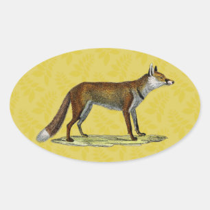Vintage Red Fox Ovalt Klistermärke