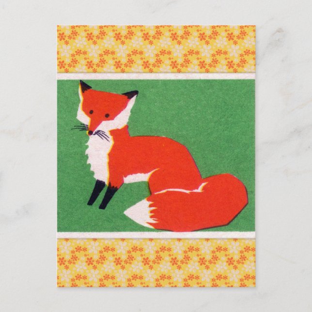 Vintage Red Fox-utskrift Vykort (Framsida)
