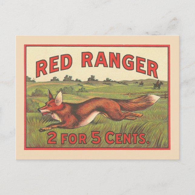 Vintage Red Fox Vykort (Framsida)