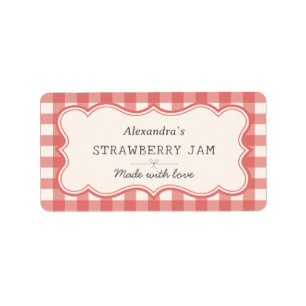 Vintage Red Gingham Burk-etikett Adressetikett