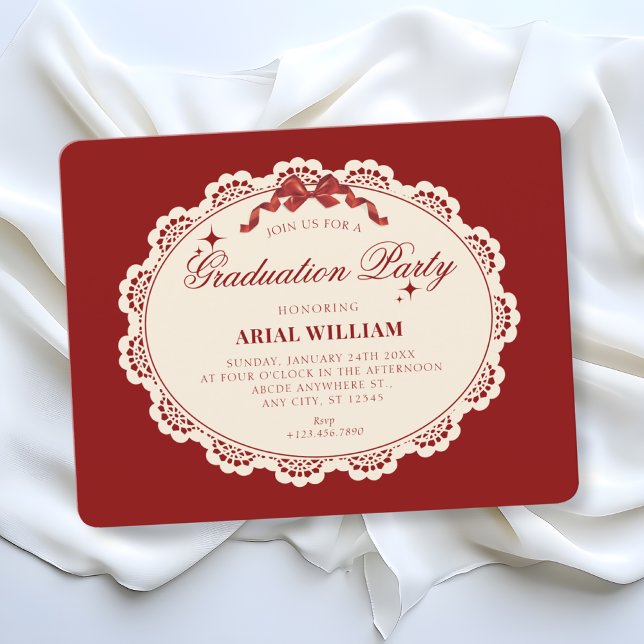 Vintage red Graduation Invitation Inbjudningar (Skapare uppladdad)