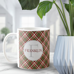 Vintage Red Grönt Classic Play Monogram Kaffemugg