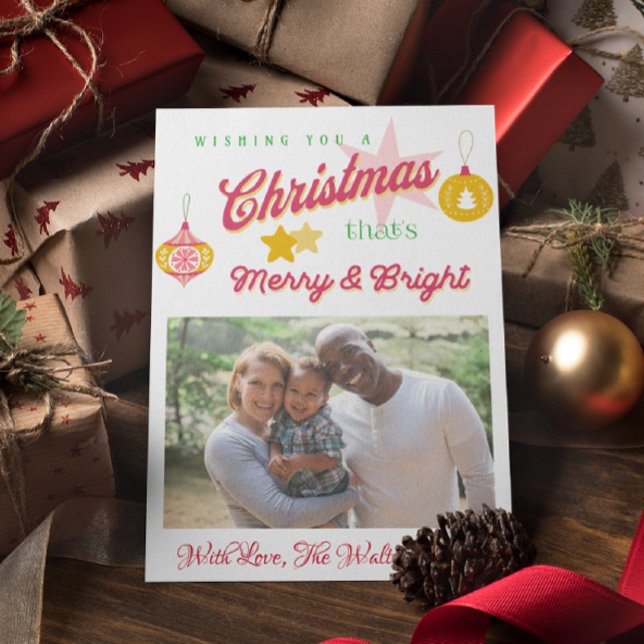 Vintage Red, Grönt och Guld julfamiljfoto Vykort (Skapare uppladdad)