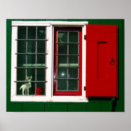 Vintage Red Grönt White Dutch Windoklore Poster