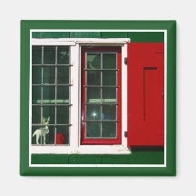 Vintage Red Grönt White Dutch Window Photo
