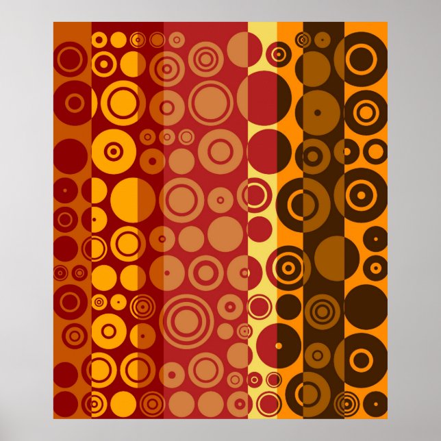 Vintage Red Gult Brown 50 Abstrakt Art Poster (Framsidan)