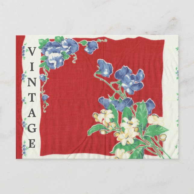 Vintage Red HandkerChief Postcard Vykort (Framsida)
