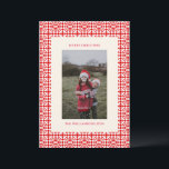Vintage Red jul Geometric Quilt Photo Julkort<br><div class="desc">Vintage Red jul Geometric Quilt Photo Helgdag Card</div>