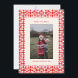 Vintage Red jul Geometric Quilt Photo Julkort<br><div class="desc">Vintage Red jul Geometric Quilt Photo Helgdag Card</div>