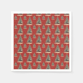 Vintage Red Julgran Pappersservett