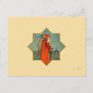 Vintage Red Jultomten St. Nicholas Helg Vykort