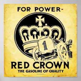 Vintage Red Krona Gasoline Print Poster