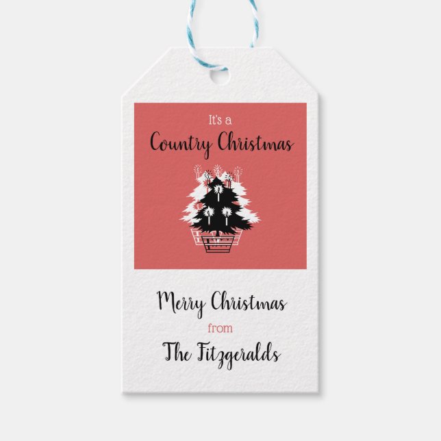 Vintage Red Land Julgran Presentetikett (Framsidan)