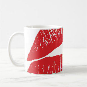 Vintage Red Läppar Print Illustration Kaffemugg