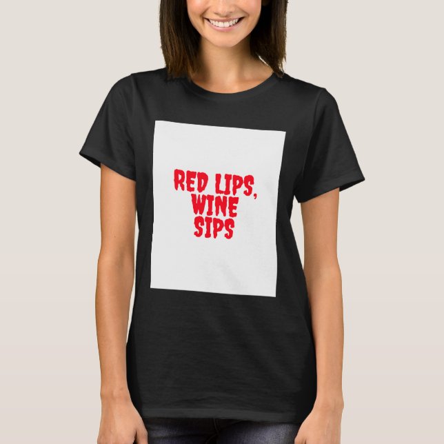 Vintage Red Läppar Vin Sips Retrodrink T Shirt (Framsida)