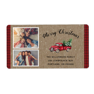 Vintage Red Lastbil 2 Photo Jul Shipping Fraktsedel