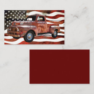 Vintage Red Lastbil American Flagga Visitkort