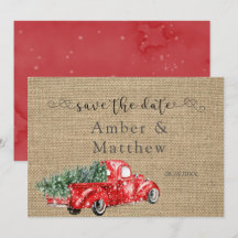 Vintage Red Lastbil Bröllop spara datum-kort