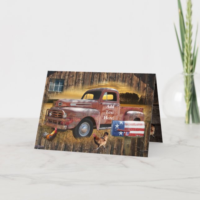 Vintage Red Lastbil Card Kort (Framsida)