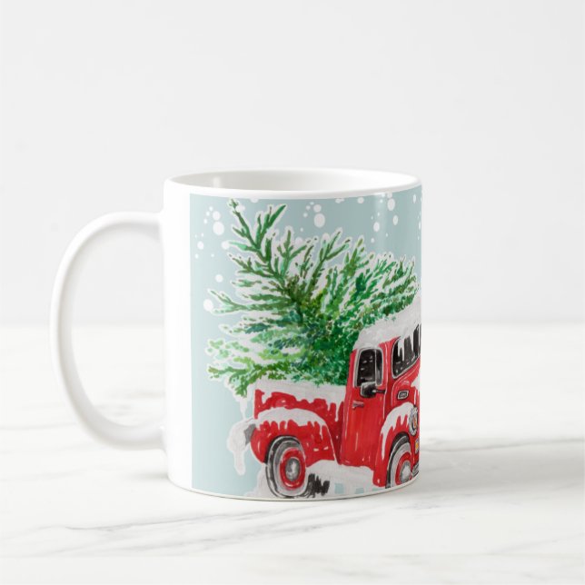 Vintage Red lastbil christmas mugg (Vänster)