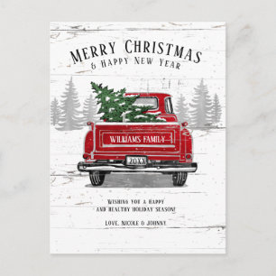 Vintage Red Lastbil God jul, nyår Rustic Helg Vykort