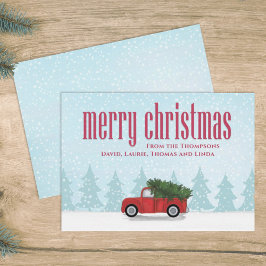 Vintage Red Lastbil God jul Whimsical Julkort
